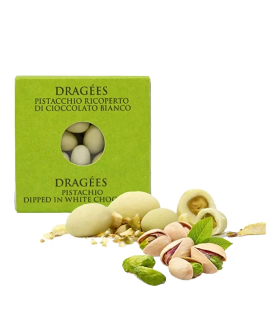 Dragées Pistacchio rivestito di Cioccolato Bianco - T'a Milano 120 g
