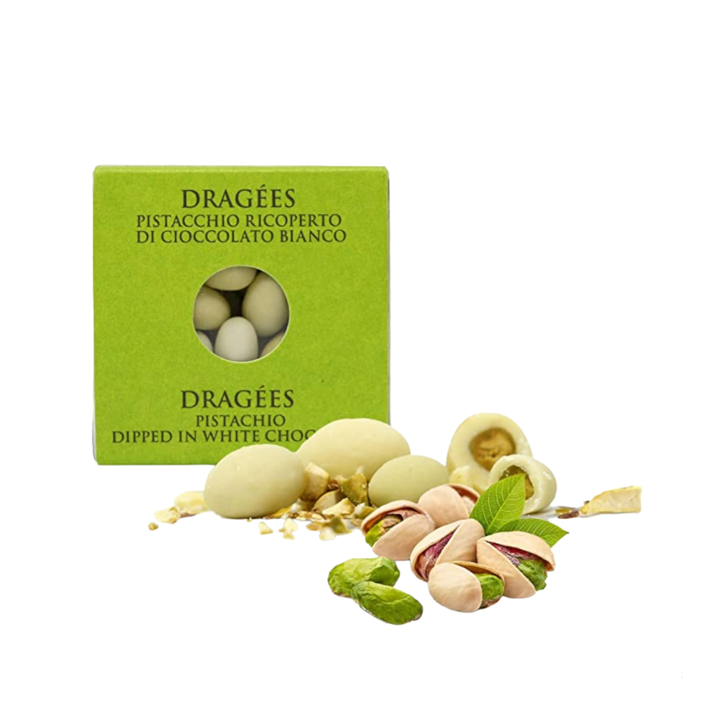 Dragées Pistacchio rivestito di Cioccolato Bianco - T'a Milano 120 g Dragées Pistacchio rivestito di Cioccolato Bianco - T'a Milano 120 g