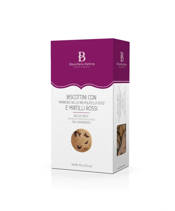 Biscotti con Amarone della Valpolicella DOCG e Mirtilli Rossi - Bettina 150 g