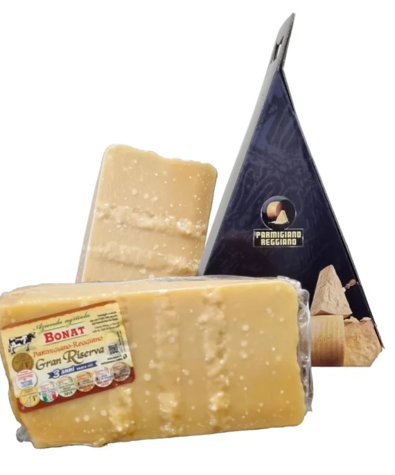 Confezione Parmigiano Reggiano Gran Riserva Bonat (1kg 26/28 mesi e 1kg 3 anni)