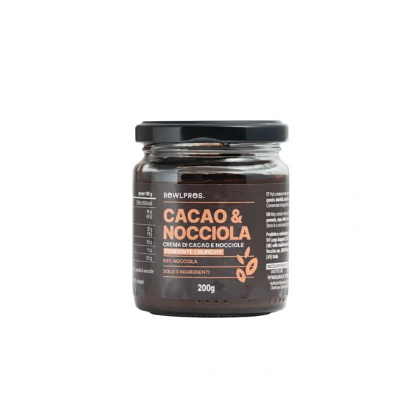 Crema Cacao & Nocciole Fondente Crunchy - Bowlpros 200 g