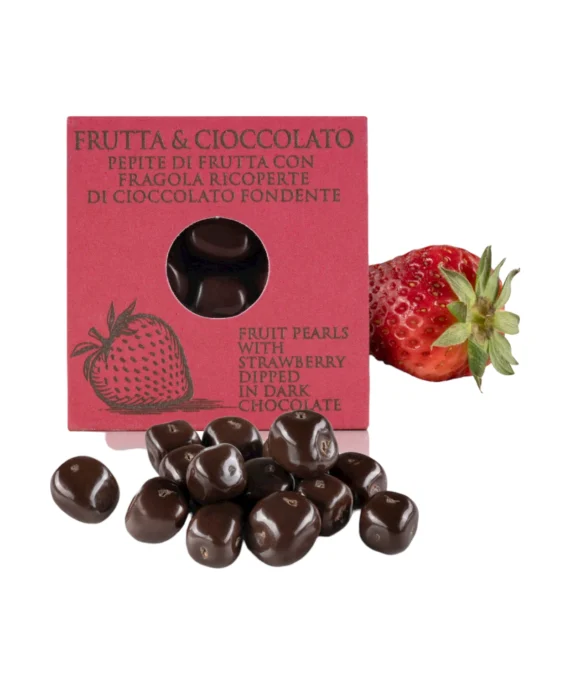 Dragées Fragola rivestita di Cioccolato Fondente 66% - T'a Milano 60 g