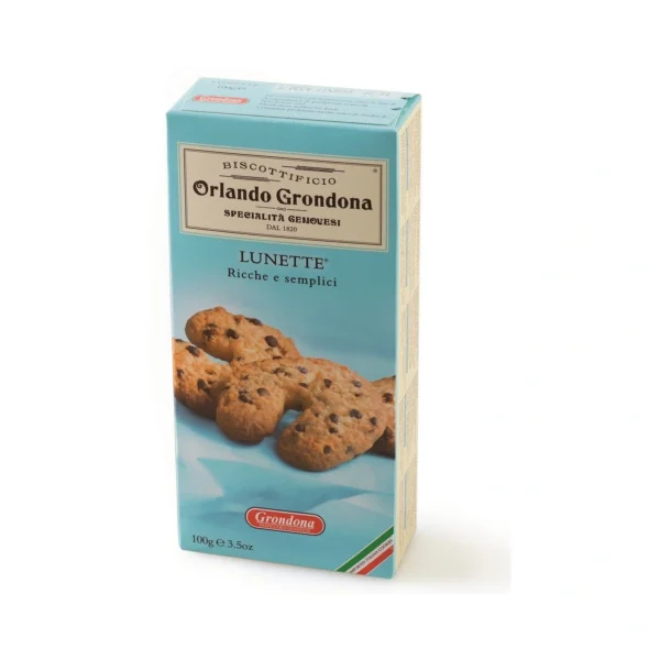 Biscotti Lunette con Gocce di Cioccolato e Cocco - Grondona 100 g