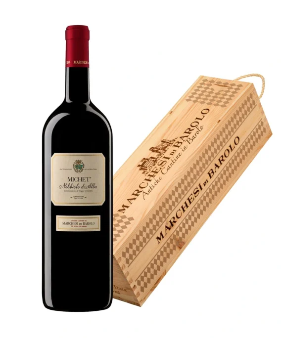 Vino Rosso Michet Nebbiolo d'Alba 2018 DOC Magnum in cassa di legno