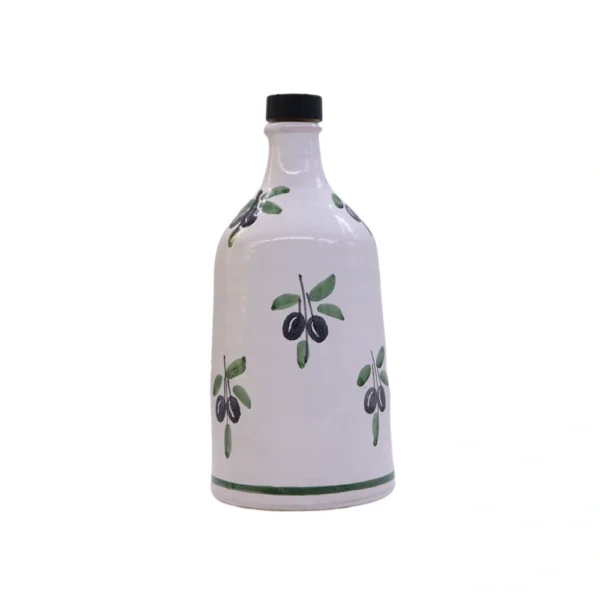 Olio Extravergine Peranzana Orcio in Ceramica Monogram Olive - Voglia di Puglia 500 ml