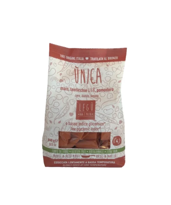 Paccheri Ùnica Di Mais, Lenticchie Rosse e Pomodoro - Legù 240 g