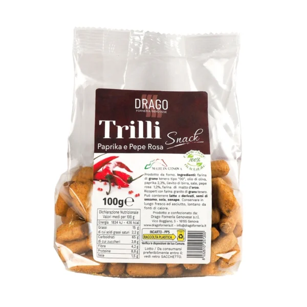 Grissini Trilli alla Paprika e Pepe Rosa - Drago Forneria 100 g