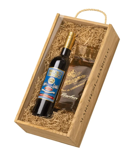 Vino aromatizzato Barolo Chinato e Cioccolato alle Nocciole in Astuccio di Rovere
