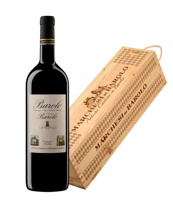 Vino Rosso Barolo del Comune di Barolo DOCG 2018 Magnum in astuccio di legno