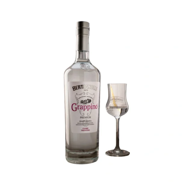 Cofanetto Regalo Grappino Premium Bianco con 2 Calici - Bertagnolli 1