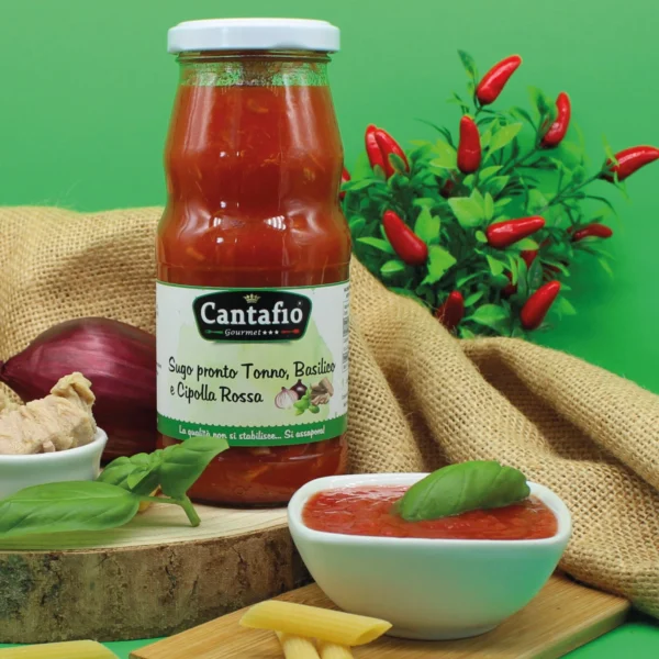 Sugo Pronto Tonno, Basilico e Cipolla Rossa - Cantafio 340 g 1