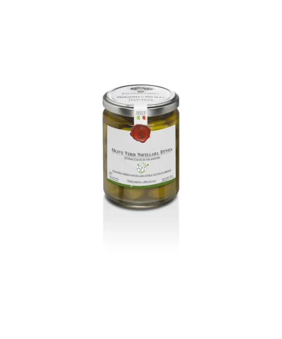 Olive verdi Nocellara Etnea schiacciate