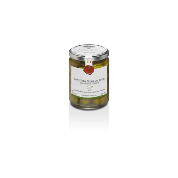 Olive verdi Nocellara Etnea schiacciate
