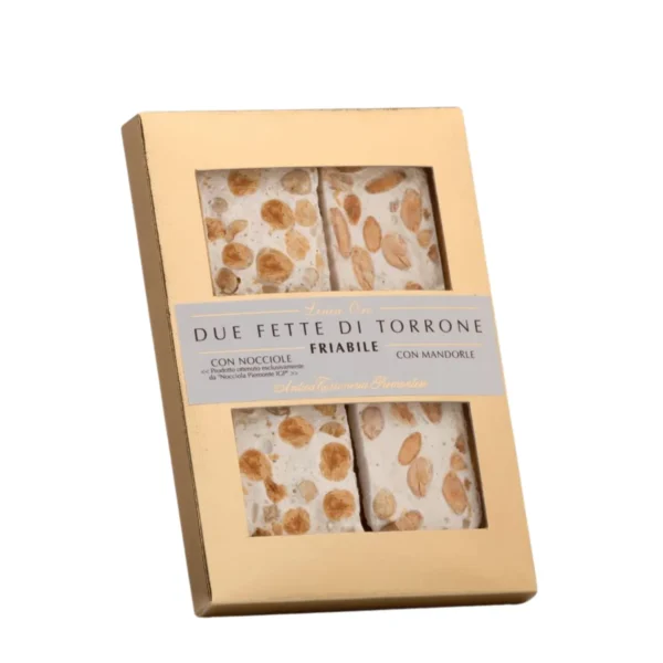 Torrone 2 Fette Linea Oro Nocciole e Mandorle